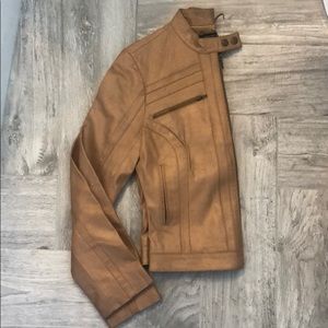 Tan leather cropped jacket